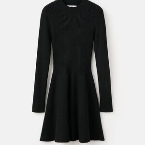 MANGO - Ribbed knitted A-line dress black - 4 - Woman